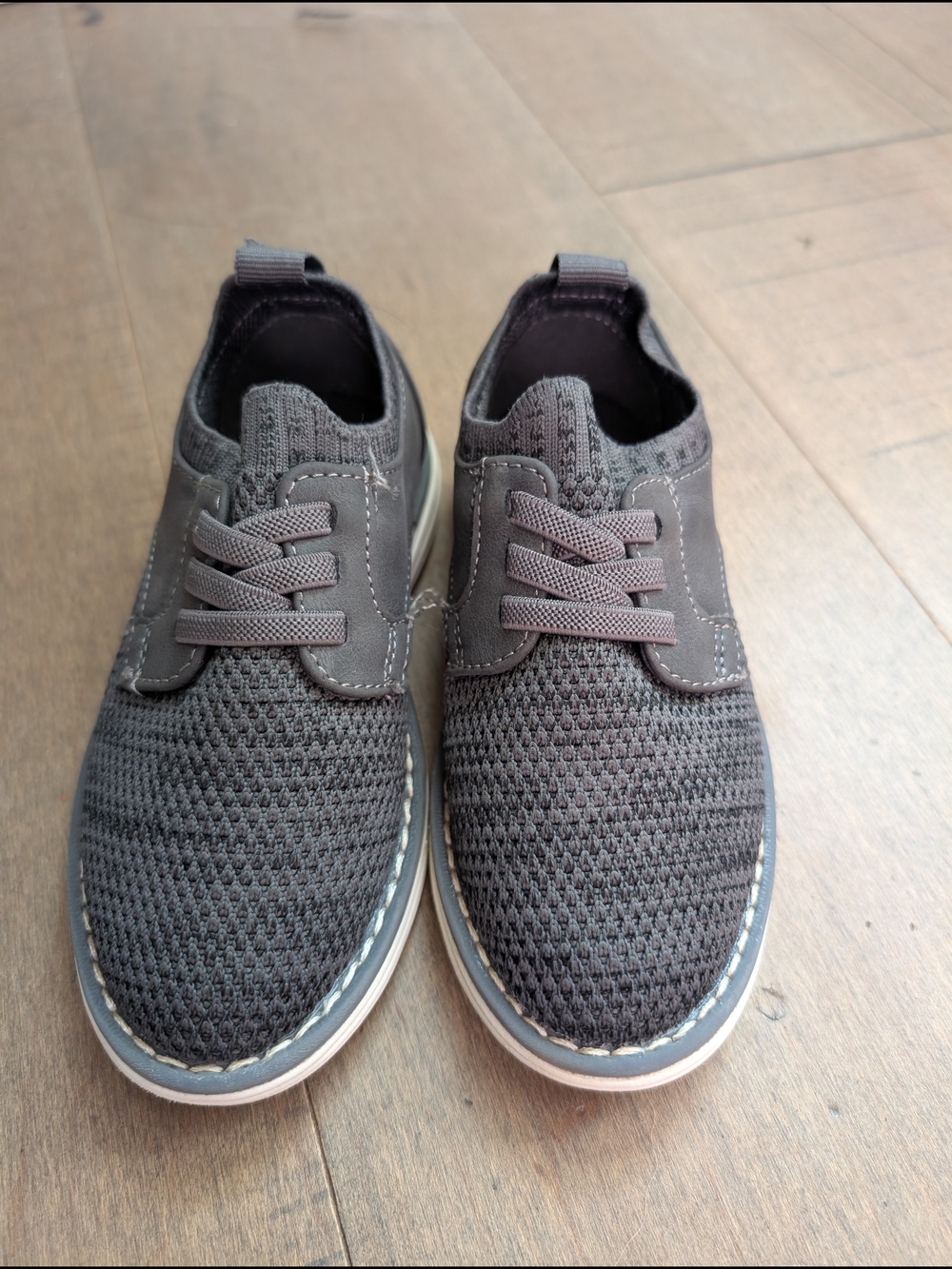 Toddler Boy's Casual Knit Lace-Up Shoes - Charcoal Gray